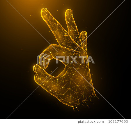 Approval, agreement, well or okay. Polygonal illustration ok sign or ring gesture. Approval, agreement, well or okay. Polygonal illustration ok sign or ring gesture. 102177693