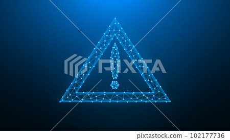 Polygonal vector illustration attention or warning symbol on a dark blue background. 102177736