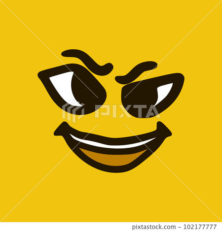 Sneaky face. Cartoon face expressions. Doodle characters mouth and eyes illustration. 102177777