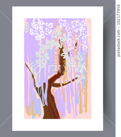 Landscape tree blooming sakura wall art print Landscape tree blooming sakura wall art print 102177958