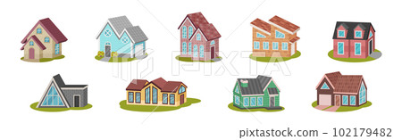 House Exterior and Front with Roof Vector Set House Exterior and Front with Roof Vector Set 102179482