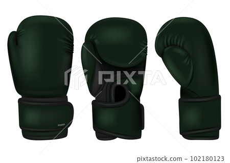 Color boxing gloves. Sport professional equipment for punch boxers decent. Realistic professional accessories. 3d isolated objects utter vector set Color boxing gloves. Sport professional equipment for punch boxers decent. Realistic professional accessories. 3d isolated objects utter vector set 102180123