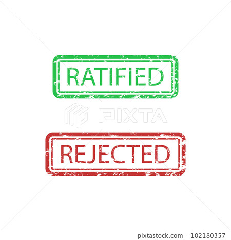 Ratified and rejected rubber stamp print for paper work Ratified and rejected rubber stamp print for paper work 102180357