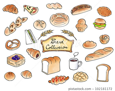 Set of hand drawn various bread Set of hand drawn various bread 102181172