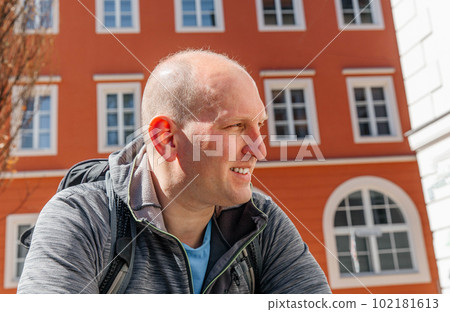 Portrait of a handsome hipster man. A man in a big city, a life style concept Portrait of a handsome hipster man. A man in a big city, a life style concept 102181613