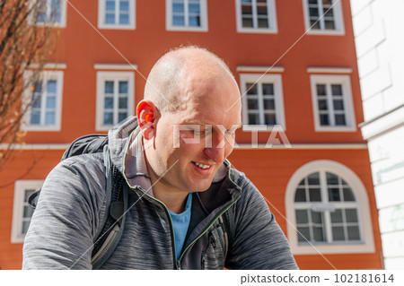 Portrait of a handsome hipster man. A man in a big city, a life style concept Portrait of a handsome hipster man. A man in a big city, a life style concept 102181614