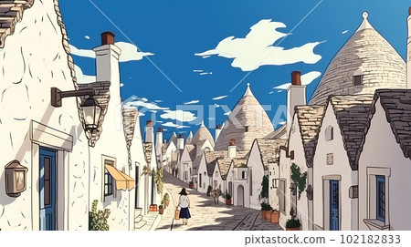 Illustration of beautiful view of Alberobello, Italy Illustration of beautiful view of Alberobello, Italy 102182833