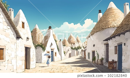 Illustration of beautiful view of Alberobello, Italy Illustration of beautiful view of Alberobello, Italy 102182840