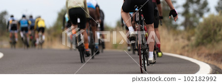 Group of cyclist at professional race, cyclists in a road race stage 102182992