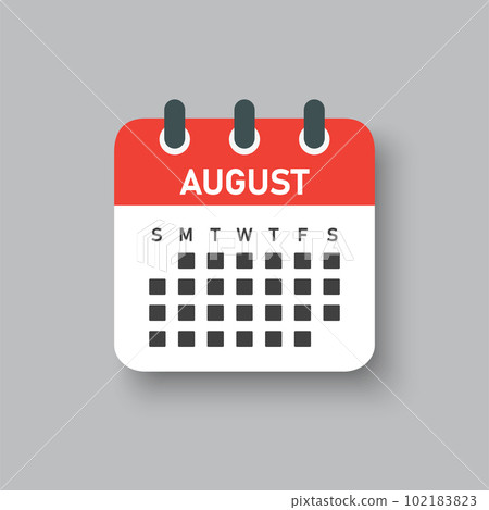 Vector template icon page calendar, month August Vector template icon page calendar, month August 102183823