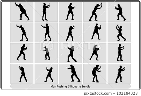 Man Pushing silhouette,Man Pushing vector bundle,Man Pushing vector  102184328