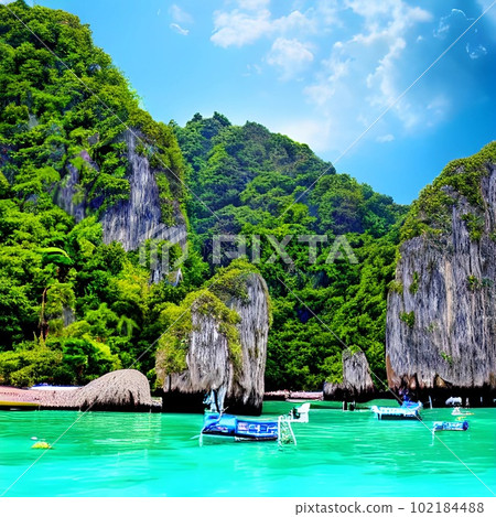 phi phi don island monkey beach in thailand phi phi don island monkey beach in thailand 102184488