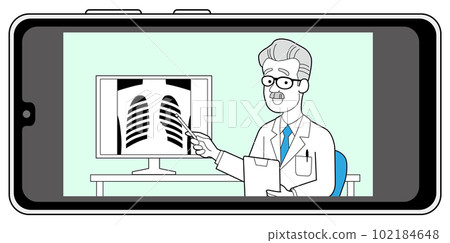 醫生在智能手機上進行在線諮詢 醫生在智能手機上進行在線諮詢 102184648