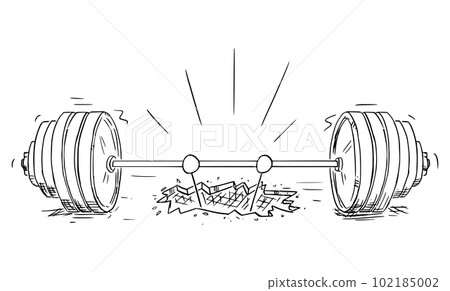 Cartoon muscular man lifting heavy weights Stock Vector