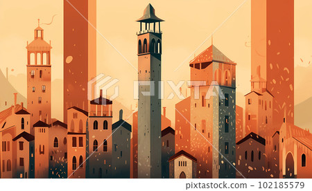 Illustration of beautiful view of Bologna, Greece 102185579