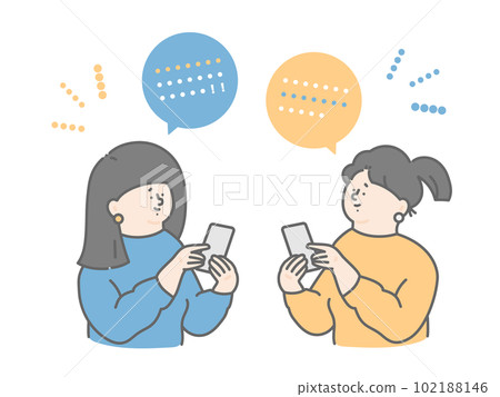 Illustration set of two women using a chatbot 102188146