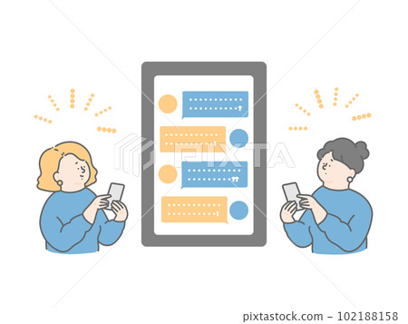 Illustration set of two women using a chatbot 102188158