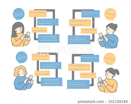 Illustration set of four women using chatbots 102188160