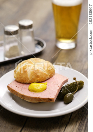 Levercase semmel (German-style meatloaf sandwich) Levercase semmel (German-style meatloaf sandwich) 102188667