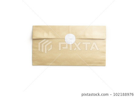 Blank craft rectangle paper bag with white sticker mockup, isolated Blank craft rectangle paper bag with white sticker mockup, isolated 102188976