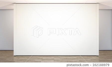 Blank white large gallery wall in studio mockup, front view 102188979