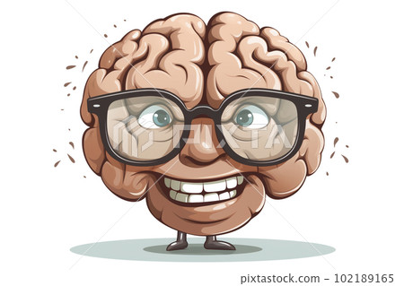 fany brain with face,glasses and mouth illustration cartoon. Ai generative fany brain with face,glasses and mouth illustration cartoon. Ai generative 102189165