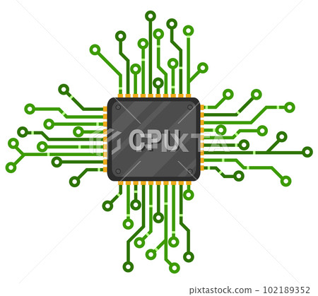 CPU with microchip tracks on a white background. Central Computer Processors CPU with microchip tracks on a white background. Central Computer Processors 102189352