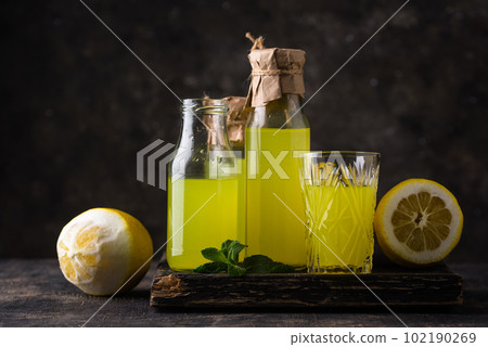 Traditional italian limoncello or lemon liquor Traditional italian limoncello or lemon liquor 102190269