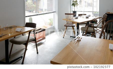 Interior view of the restaurant, table seats in the cafe restaurant Interior view of the restaurant, table seats in the cafe restaurant 102192377