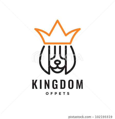 face pet dog long ear legend kingdom castle king crown mascot minimal logo design vector face pet dog long ear legend kingdom castle king crown mascot minimal logo design vector 102193319