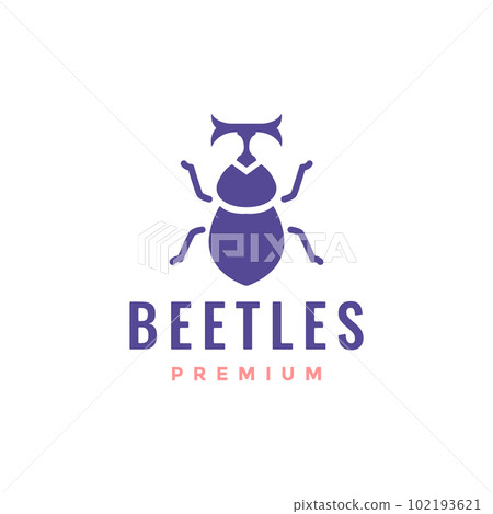 japanese rhinoceros beetle insect male modern shape logo design vector 102193621