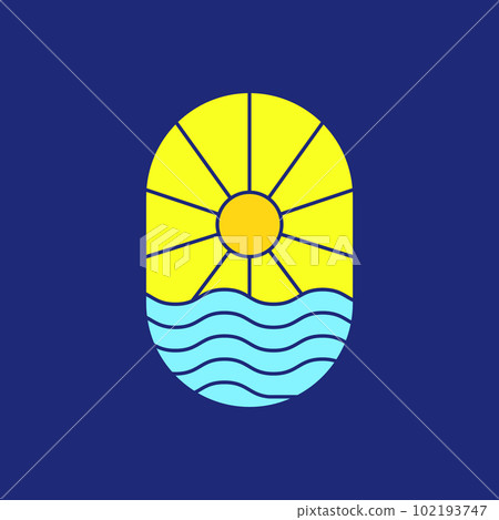 shine sun water sea modern minimal badge colorful abstract logo design vector 102193747
