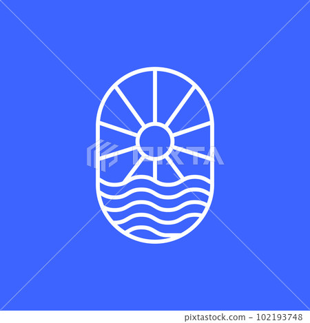 nature sea water sun sunburst line minimal badge logo design vector 102193748