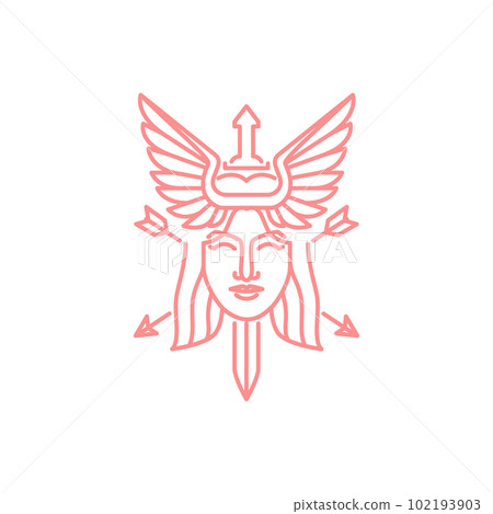 beauty face women female longest hair wings ancient swords angel minimal modern logo design vector beauty face women female longest hair wings ancient swords angel minimal modern logo design vector 102193903