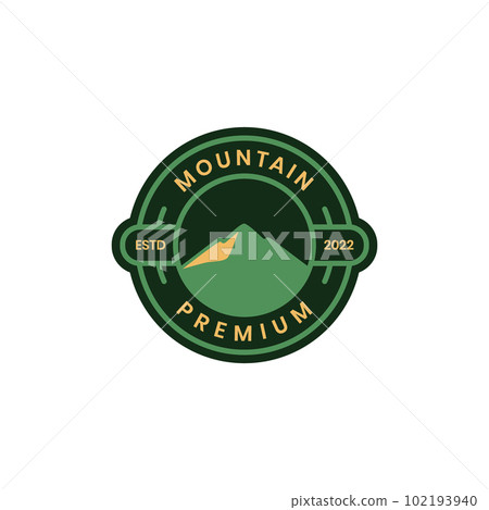outdoor nature panoramic mountain peak high hill hiking circle badge modern logo design vector 102193940