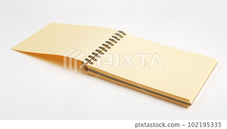 Open empty spiral bound sketchbook, drawing paper notepadperspective view Open empty spiral bound sketchbook, drawing paper notepadperspective view 102195335