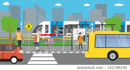 City street and road,public transport stop,different transportation City street and road,public transport stop,different transportation 102196240