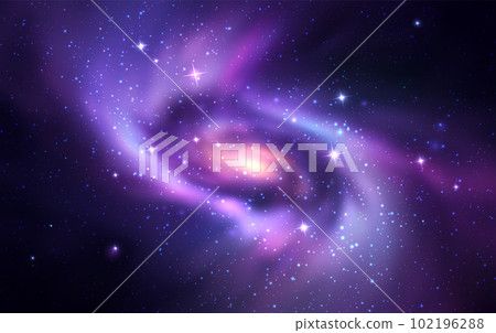 Space vector background with realistic spiral galaxy and shining stars 102196288