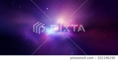 Vector space galaxy realistic illustration. Colorful nebula background 102196290