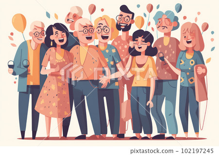 A candid and natural photograph of a group of friends laughing and having fun together. Perfect for capturing authentic moments of happiness and togetherness. AI Generative. 102197245