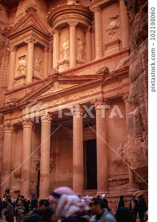 View of the Al-Khazneh Palace or Treasury in Petra, Jordan. 102198060