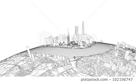 3d city sphere. Vector rendering of 3d 3d city sphere. Vector rendering of 3d 102198747