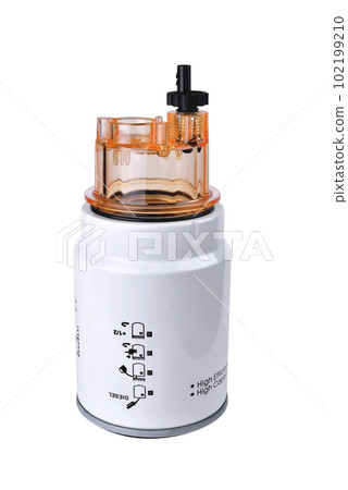 Fuel filter of a truck, white, auto parts, car part, auto fuel system part,  on a white background 102199210