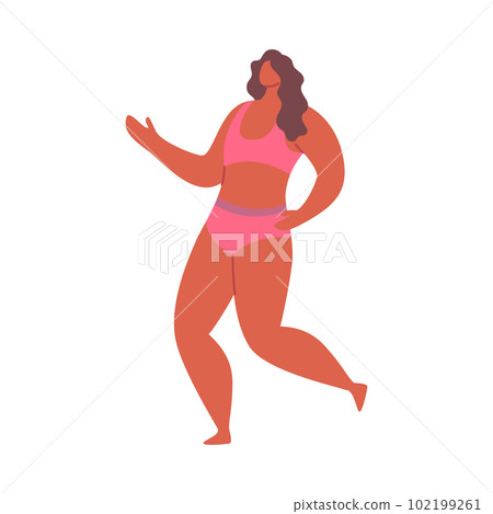 Cartoon Color Character Dancing Girl in Swimsuit Party or Discotheque Concept Flat Design Style. Vector illustration Cartoon Color Character Dancing Girl in Swimsuit Party or Discotheque Concept Flat Design Style. Vector illustration 102199261
