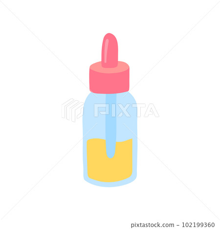Cartoon Color Aromatherapy Concept Dropper Essential Aromatic Oil Bottle Flat Design Style . Vector illustration 102199360