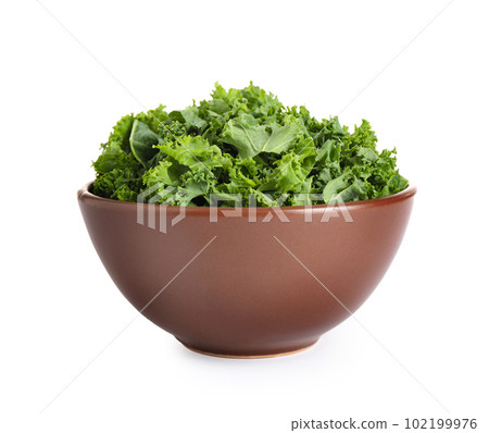 Fresh green kale leaves isolated on white Fresh green kale leaves isolated on white 102199976