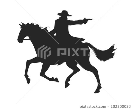 Cowboy or bandit from western contour silhouette vector illustration isolated. Cowboy or bandit from western contour silhouette vector illustration isolated. 102200023
