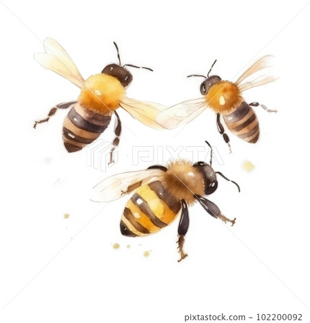 Watercolor Honey Bee. Illustration AI Generative 102200092