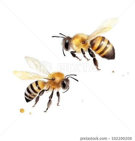 Watercolor Honey Bee. Illustration AI Generative 102200208