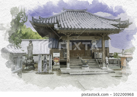 Watercolor style Shikoku Eighty-eight Temples 11, Fujiidera Daishido, Yoshinogawa City, Tokushima Prefecture Watercolor style Shikoku Eighty-eight Temples 11, Fujiidera Daishido, Yoshinogawa City, Tokushima Prefecture 102200968